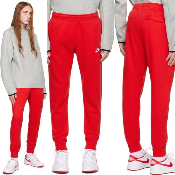 Nike Red Embroidered Cotton Blend Sweatpants Size XL 26880 - Picture 1 of 12